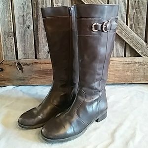 Michelle D Chocolate Brown Leather Riding Boots